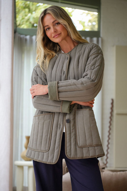Ceres Comfy Quilted Jacket - moss green