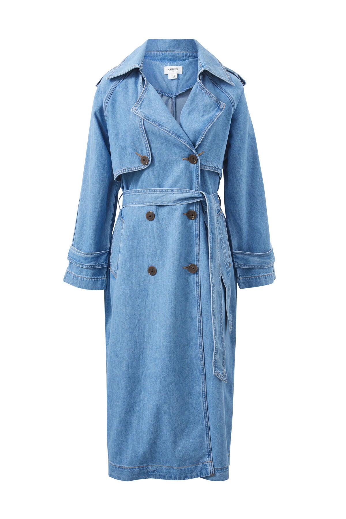 Ceres Longline Trench Coat - vintage blue