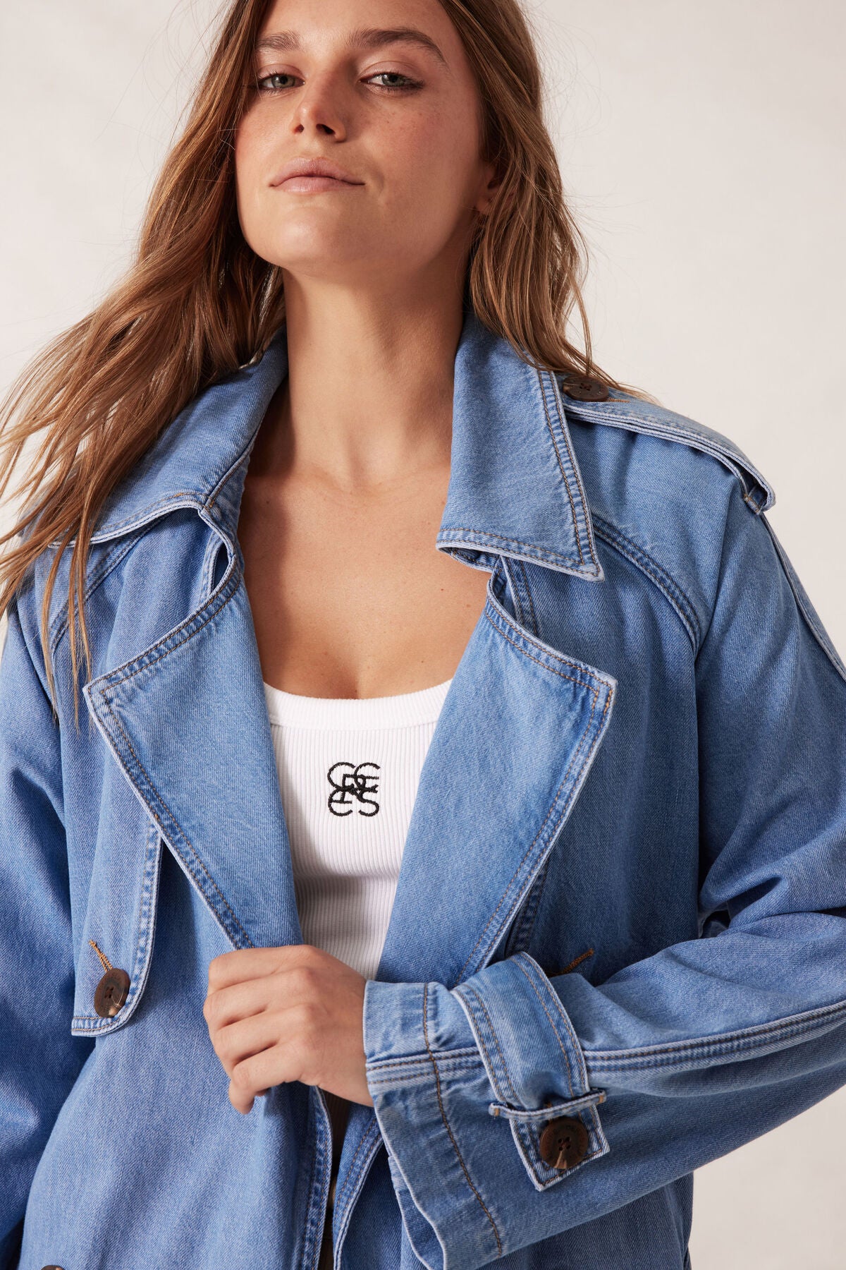Ceres Longline Trench Coat - vintage blue