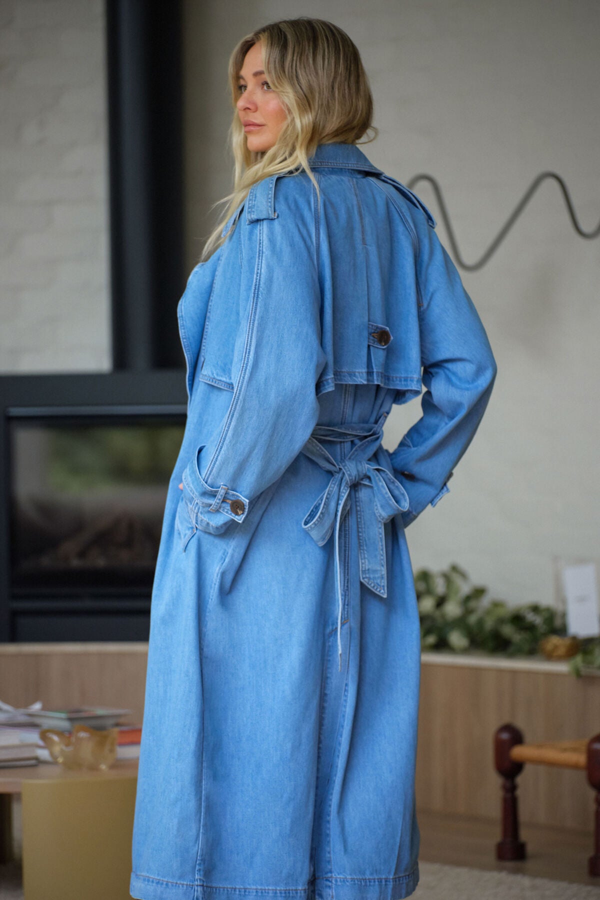 Ceres Longline Trench Coat - vintage blue