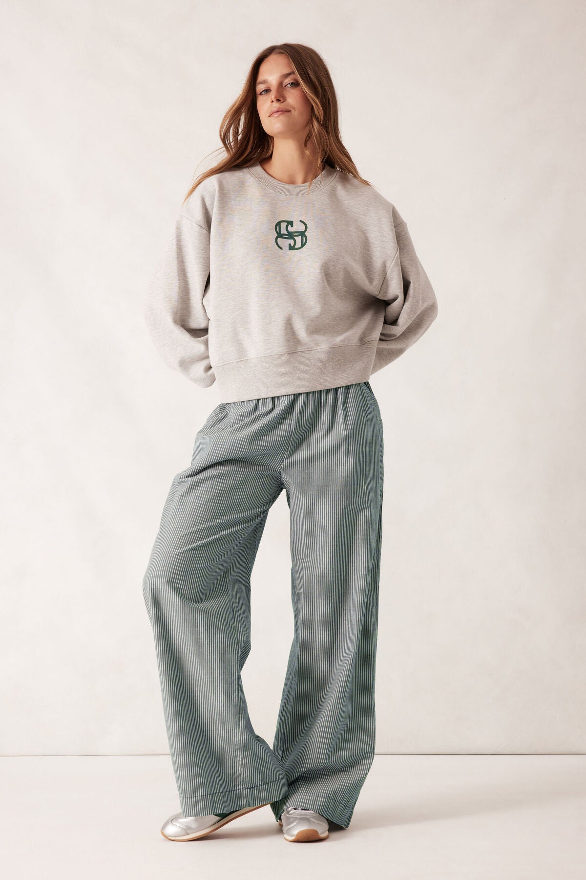 Ceres The Lounge Pant - green white narrow stripe