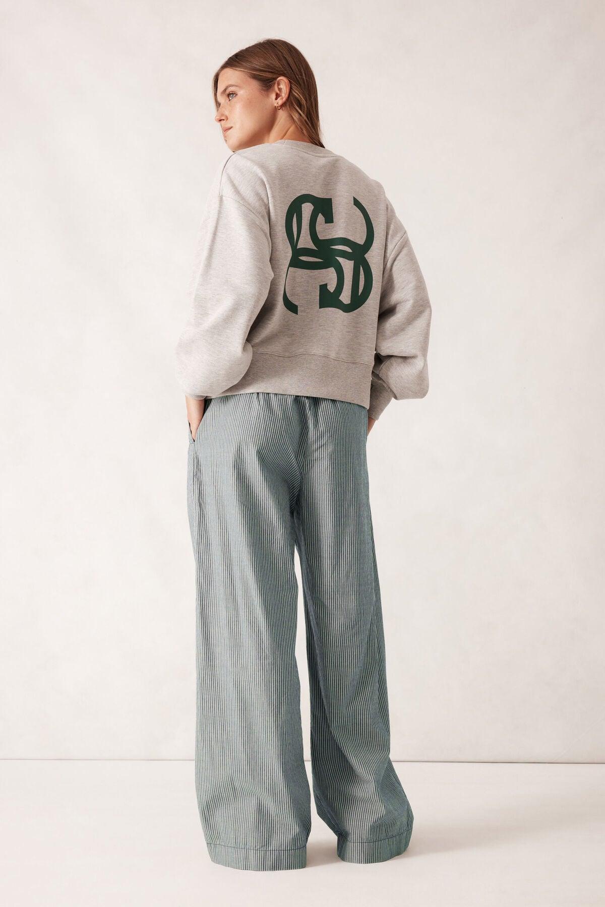 Ceres The Lounge Pant - green white narrow stripe