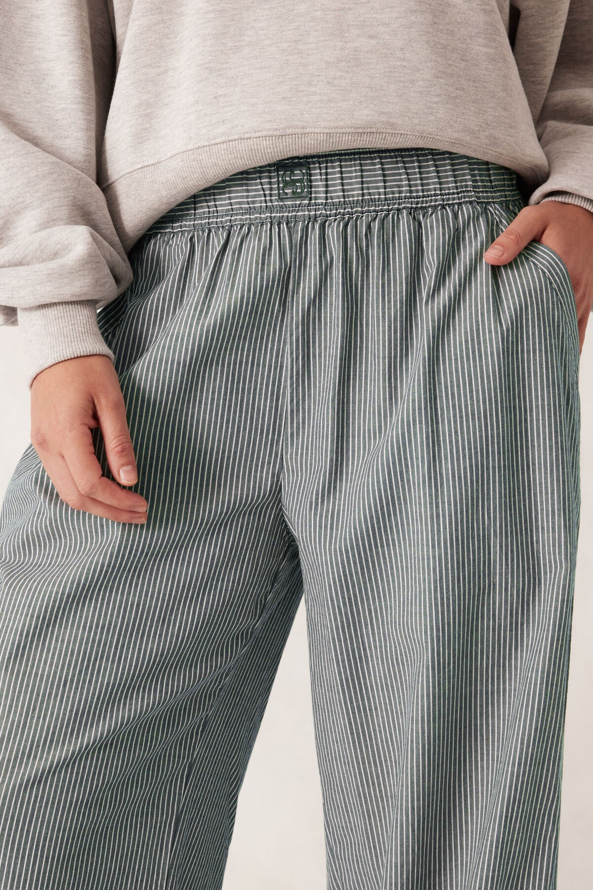 Ceres The Lounge Pant - green white narrow stripe