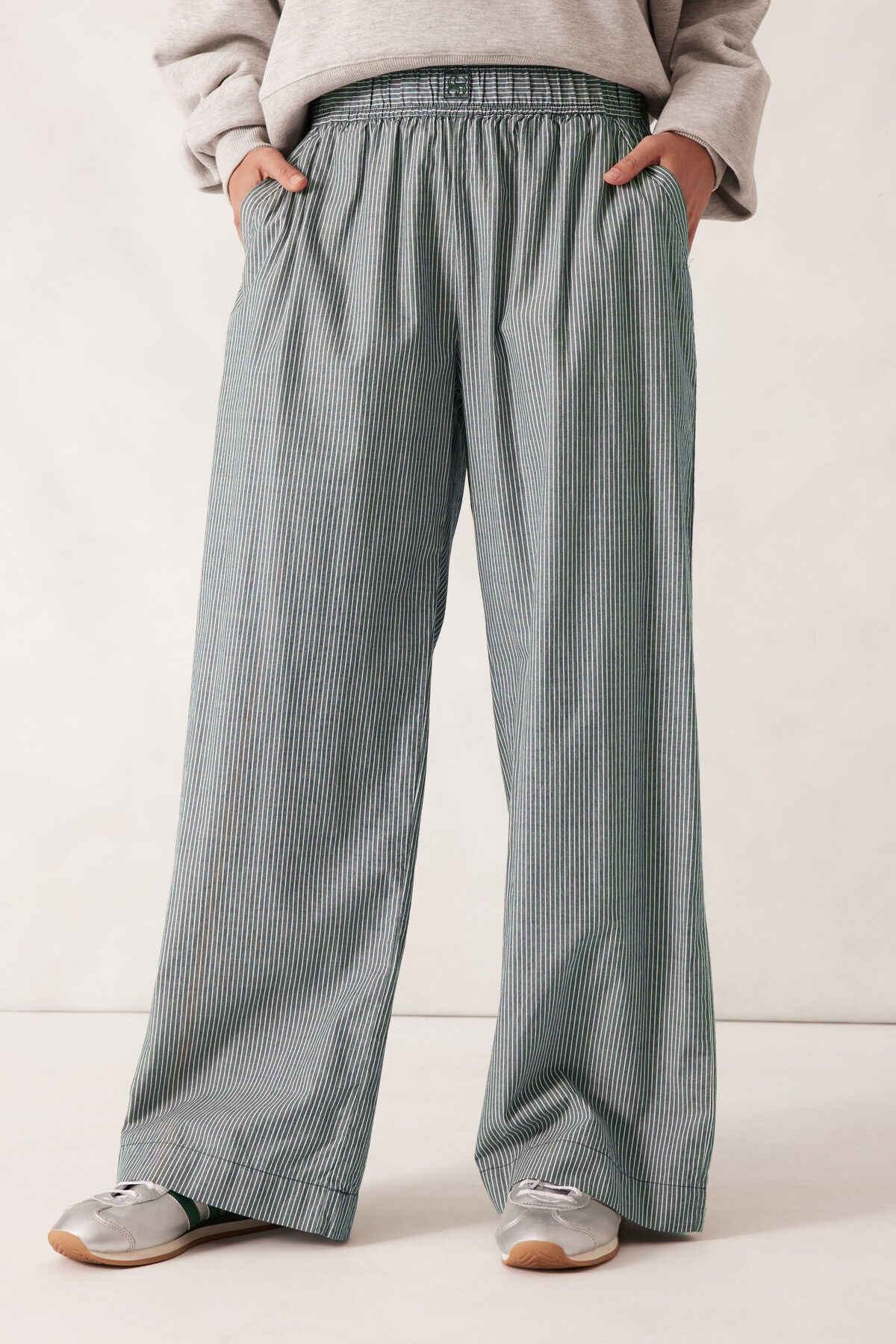 Ceres The Lounge Pant - green white narrow stripe