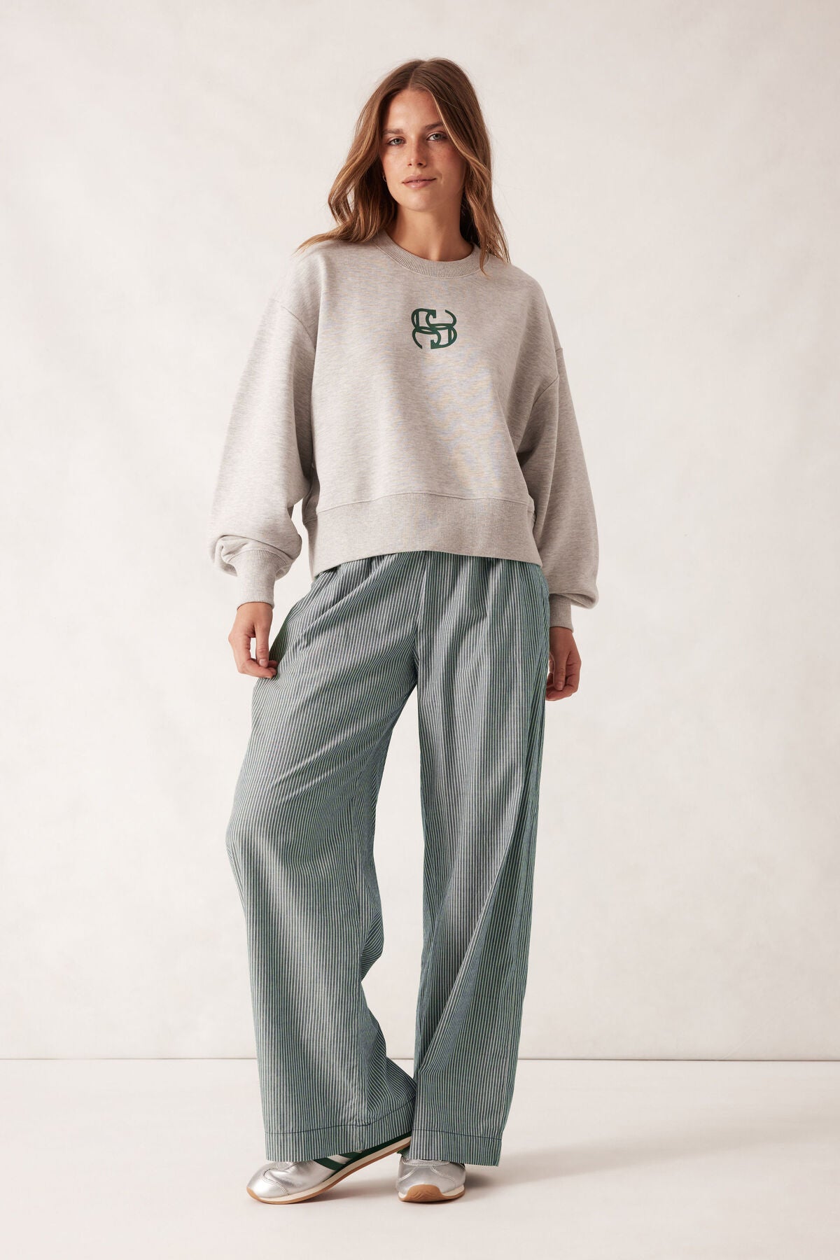 Ceres The Lounge Pant - green white narrow stripe