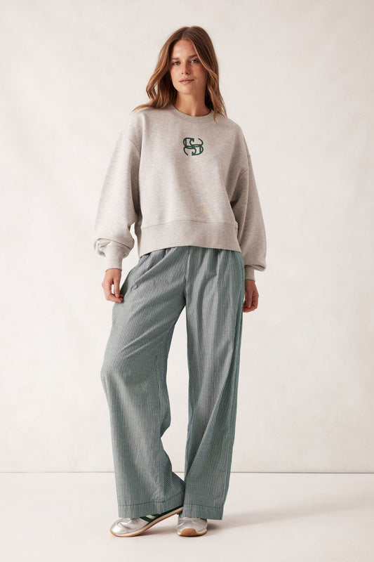 Ceres The Lounge Pant - green white narrow stripe