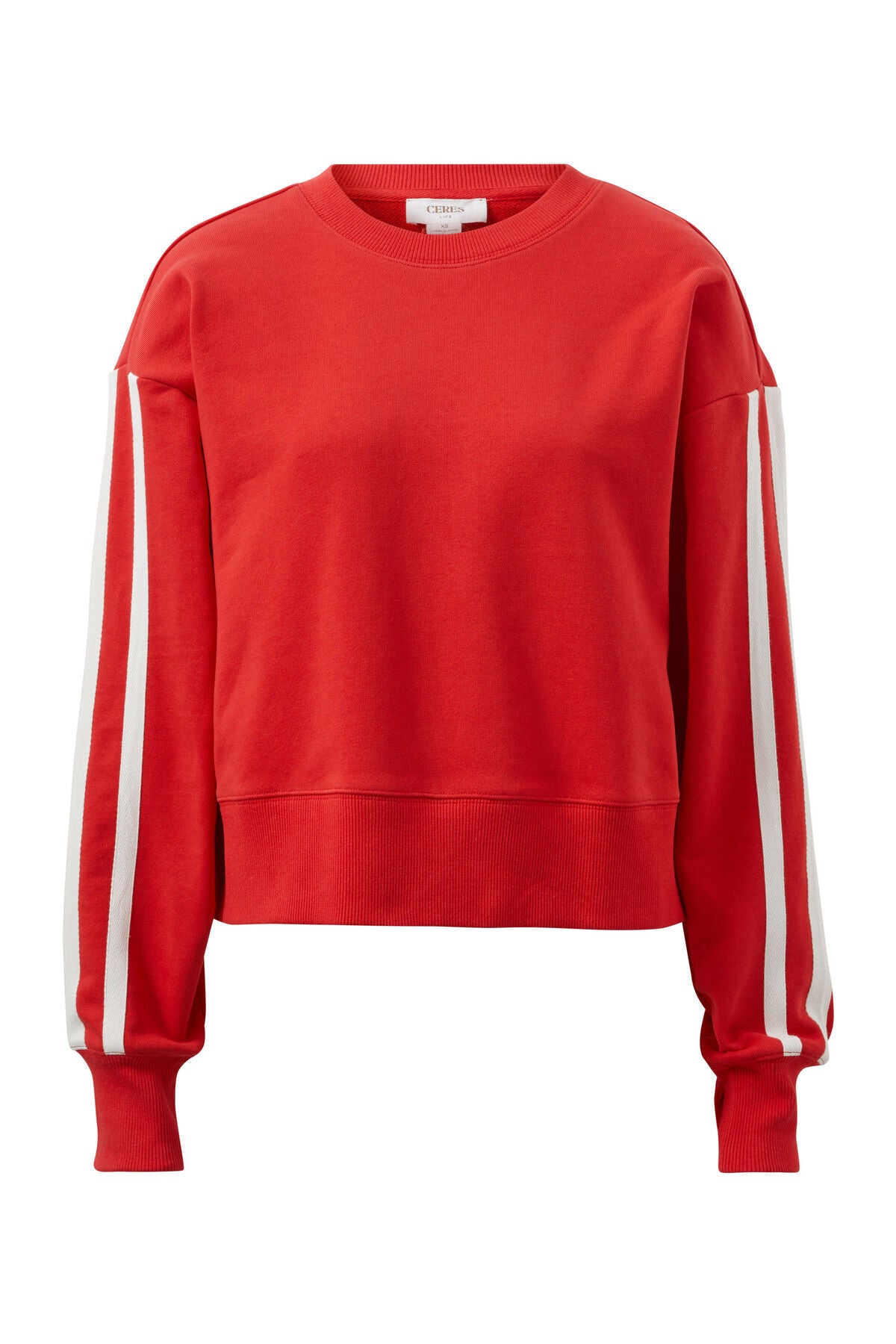 Ceres Slouchy Sporty Crew - heritage red side stripe