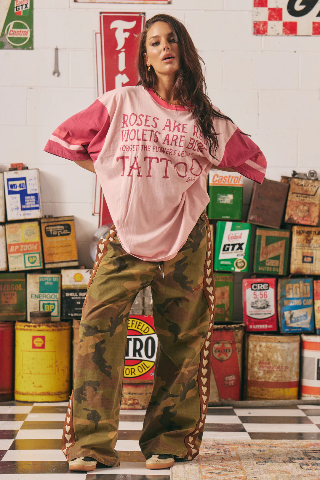Sabbi The Very Oversized Roses + Tattoos Tee - pink