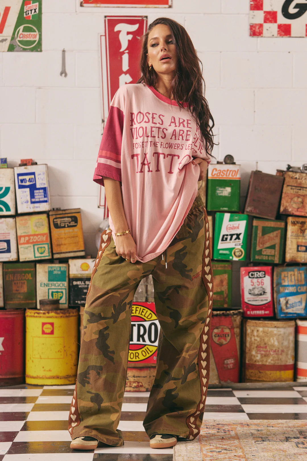 Sabbi The Very Oversized Roses + Tattoos Tee - pink