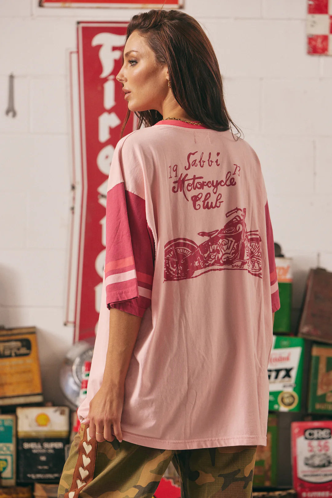 Sabbi The Very Oversized Roses + Tattoos Tee - pink