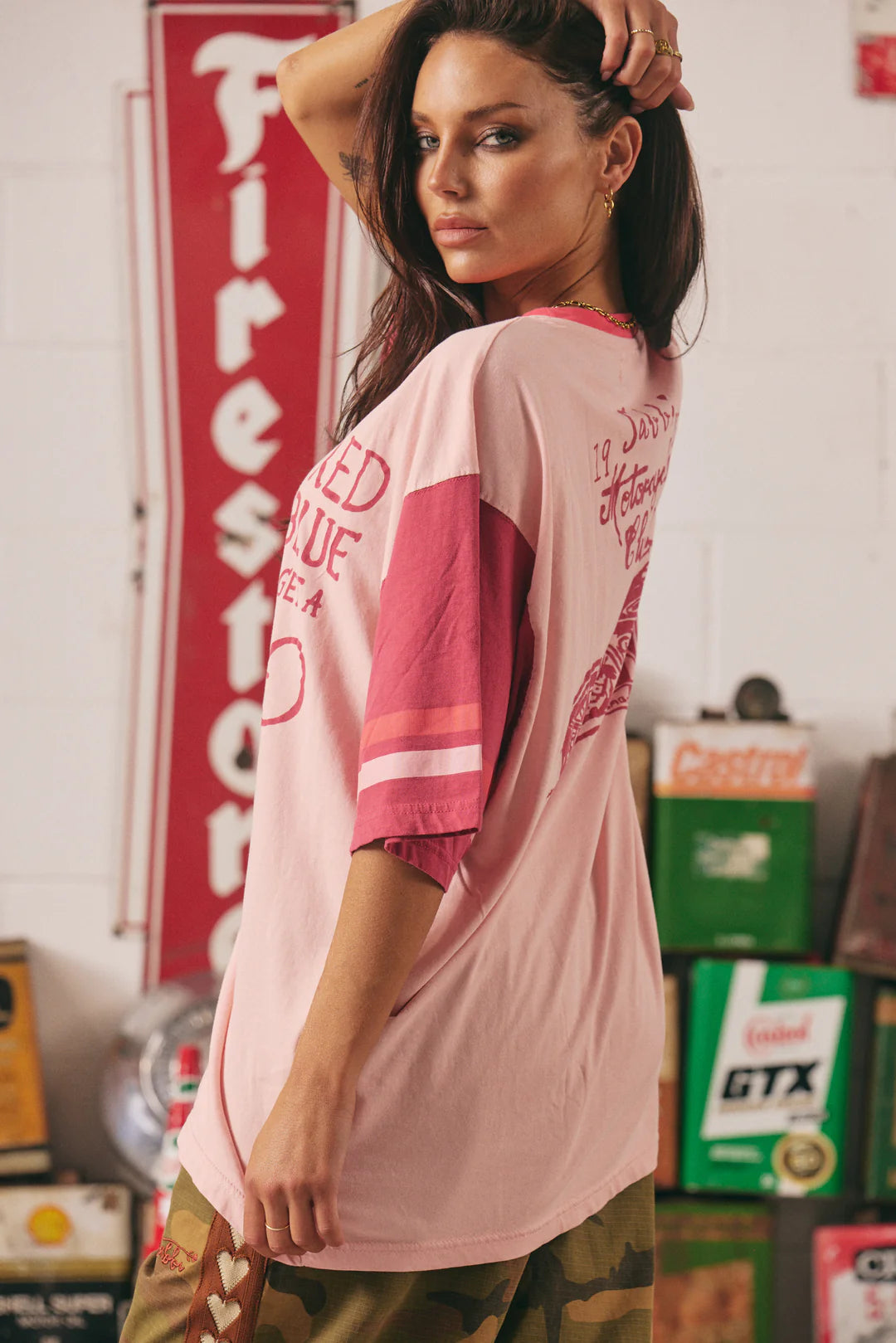 Sabbi The Very Oversized Roses + Tattoos Tee - pink