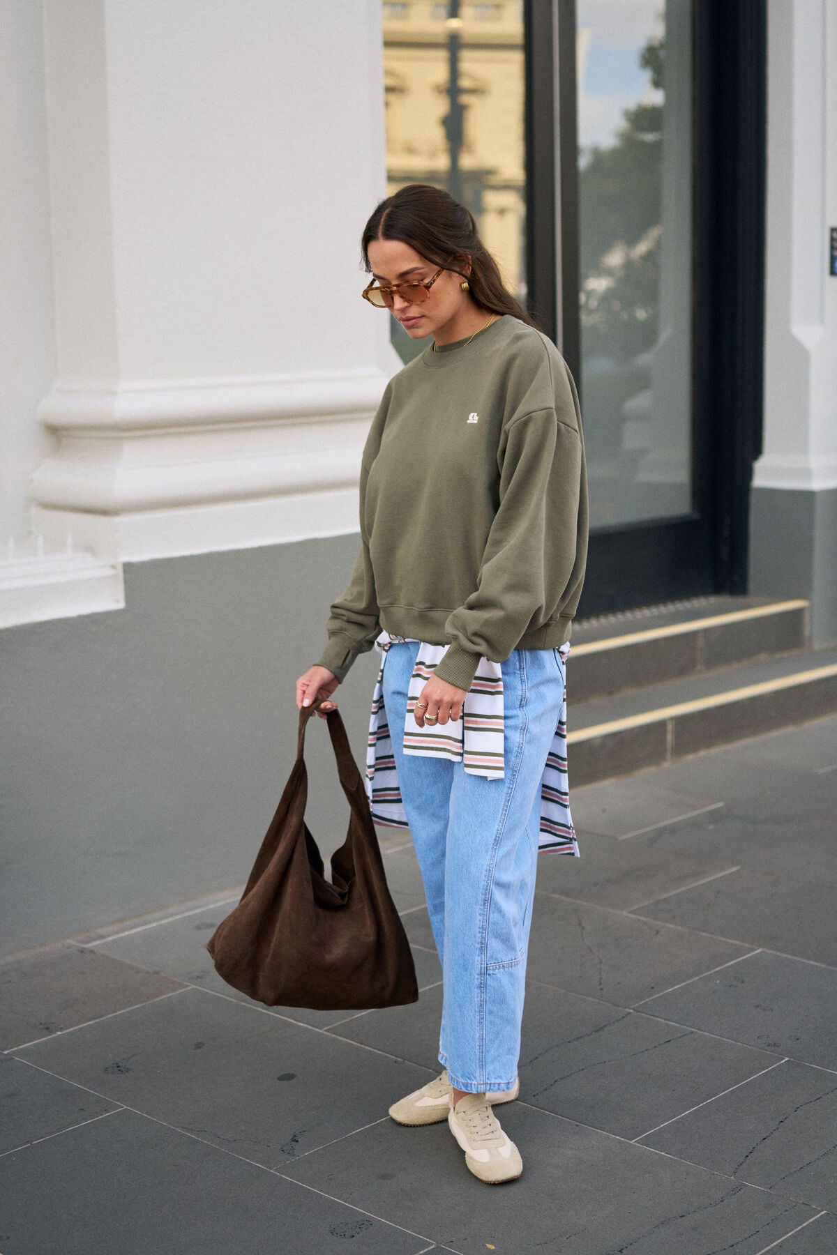 Ceres Quinn Slouchy Crew - washed olive