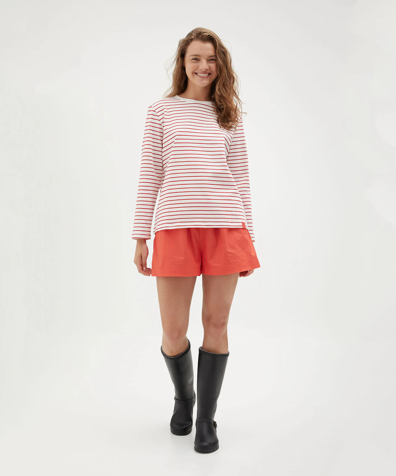 Holiday Shop Cotton Striped Top - red stripe