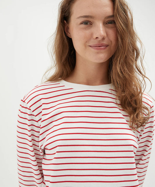 Holiday Shop Cotton Striped Top - red stripe