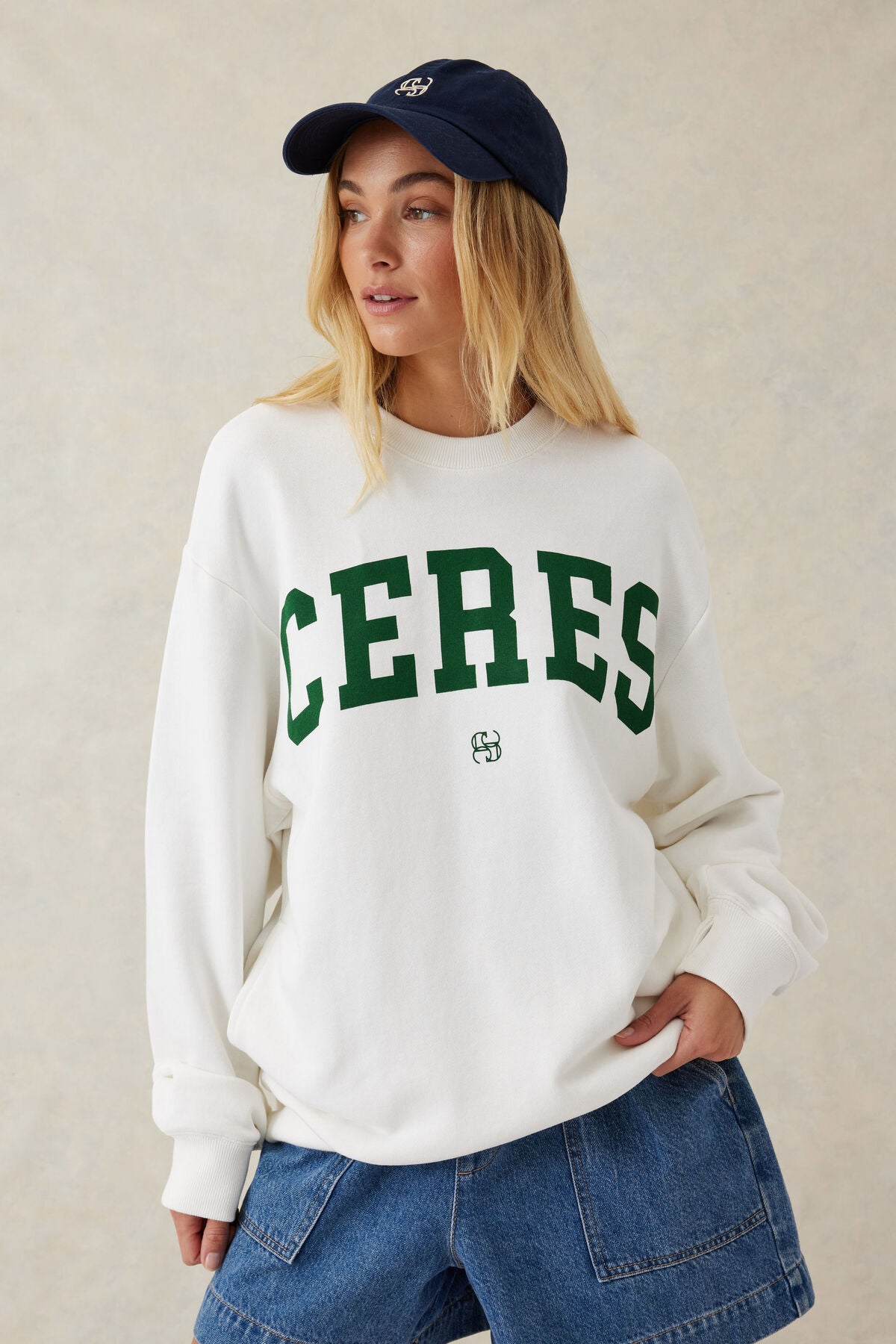Ceres Life Slouchy Crew Warm Winter White