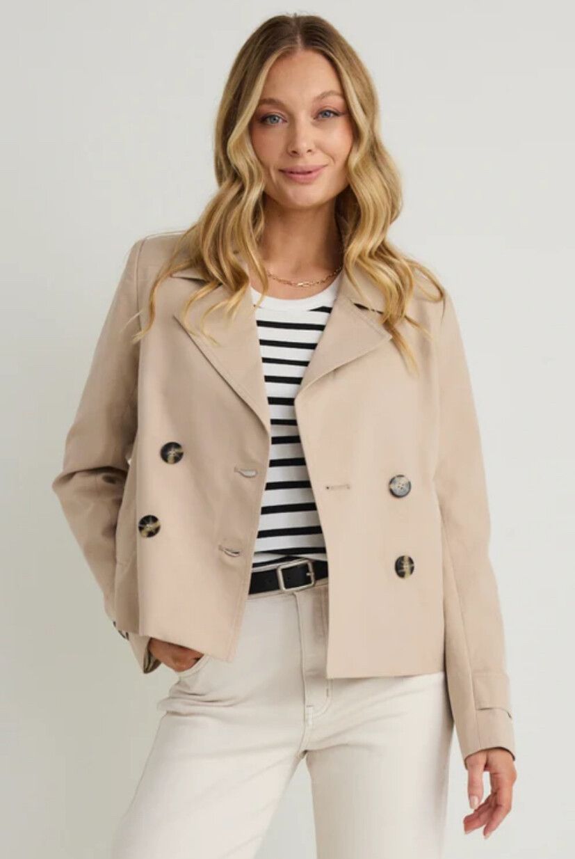 Stories Be Told Pathway Crop Trench Jacket - taupe