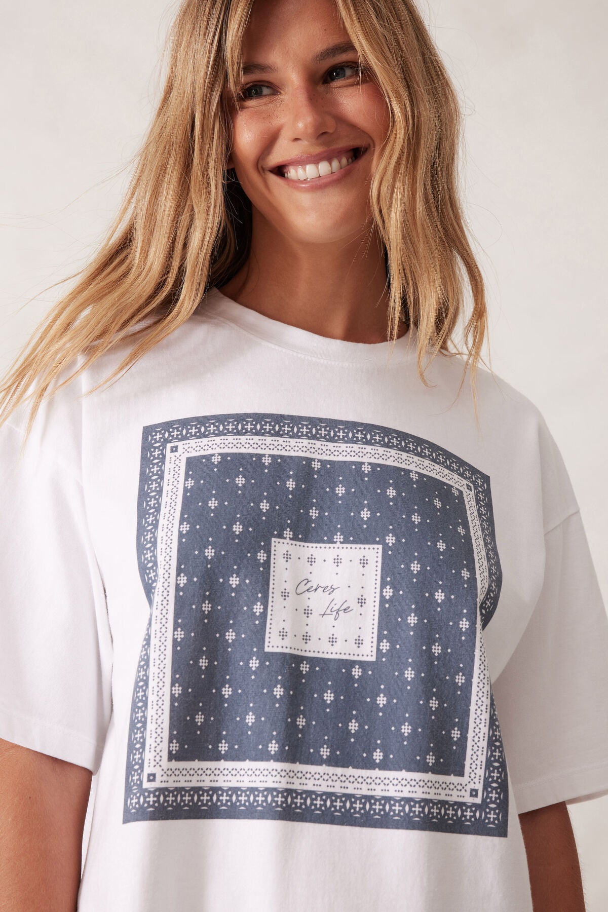 Ceres Tully Boyfriend Tee - moonlight bandanna print