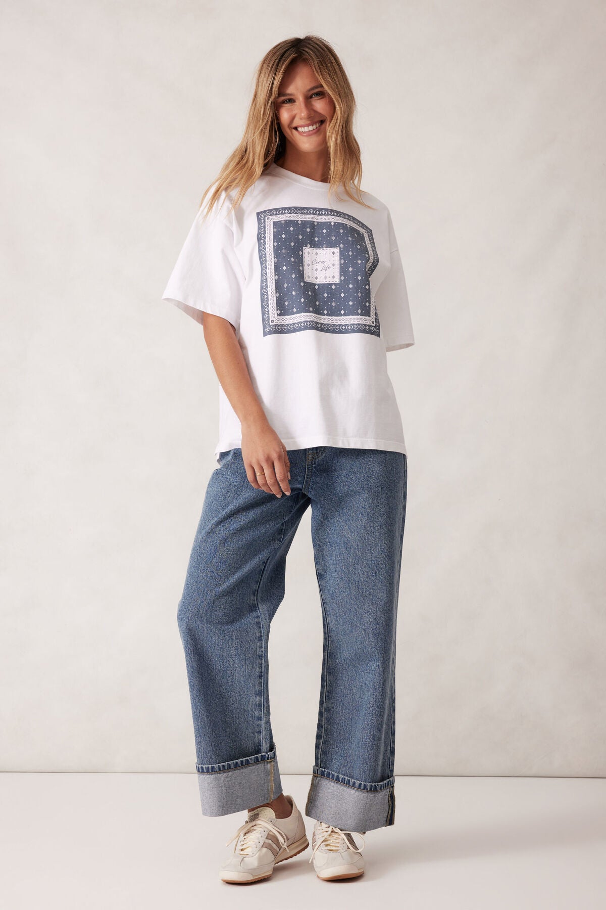 Ceres Tully Boyfriend Tee - moonlight bandanna print