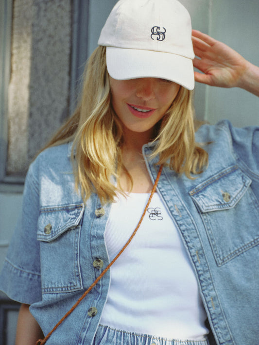 Ceres Life Monogram Cap - ecru/navy stitch  One Size