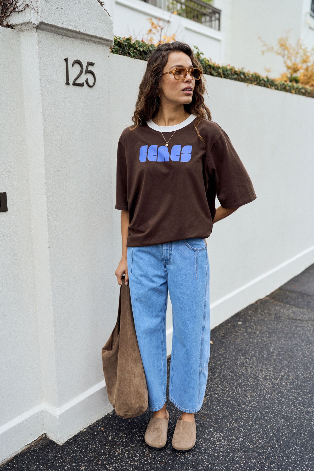 Ceres Luna Relaxed Tee - chocolate ceres abstract