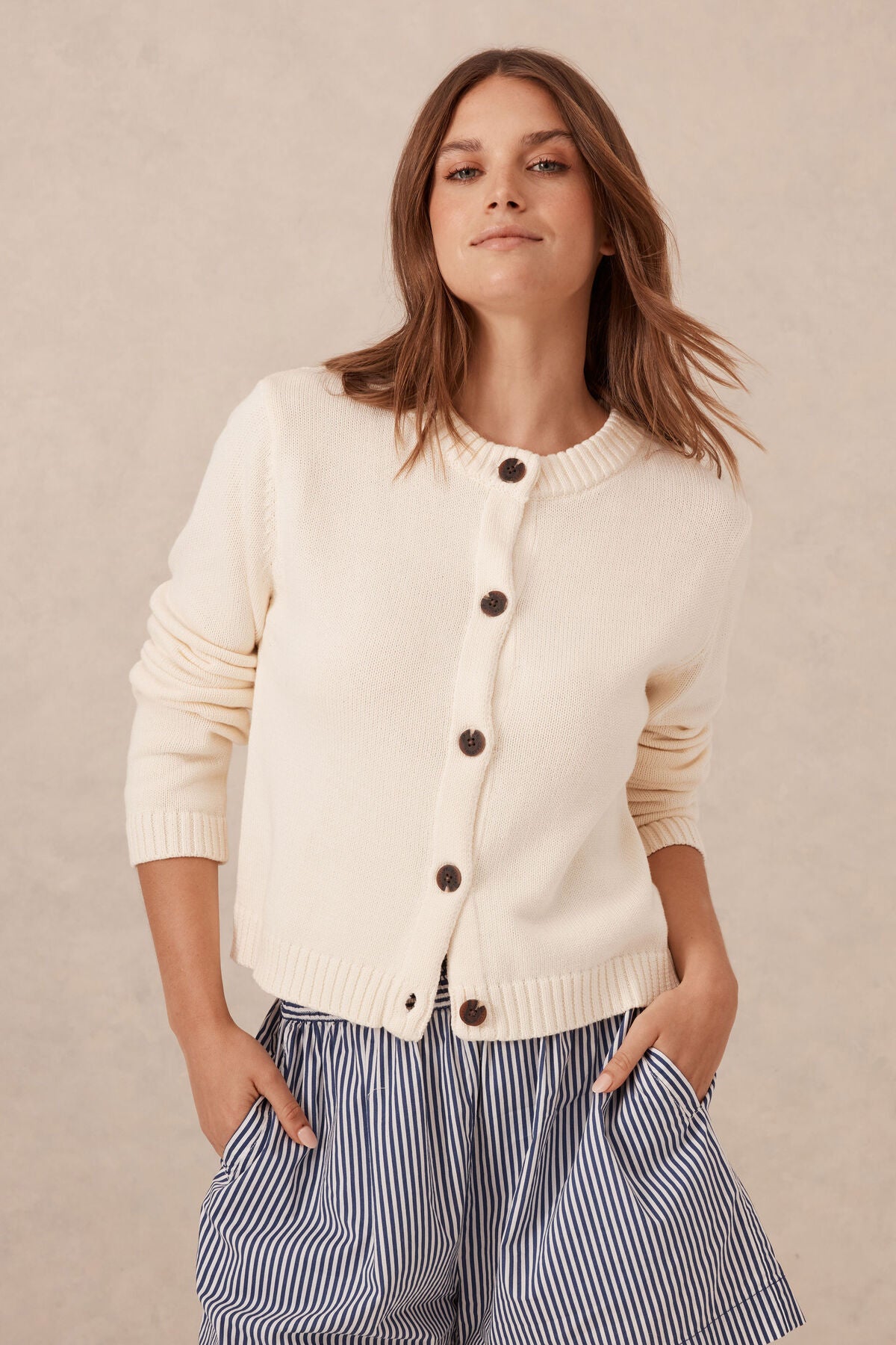 Ceres Nelly Longsleeve Knit Cardi - eggshell