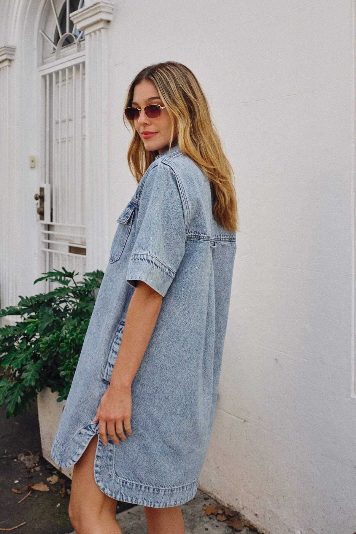 Ceres Life Relaxed Shirt Dress - vintage blue