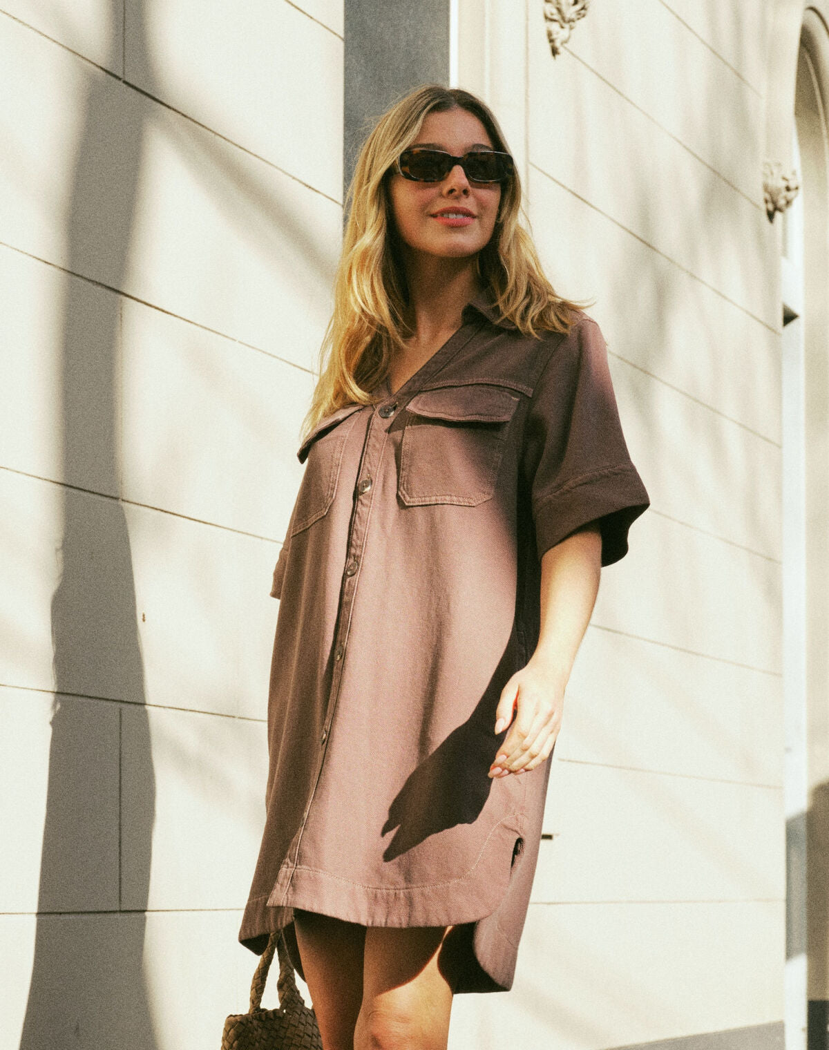Ceres Life Relaxed Shirt Dress - mocha twill