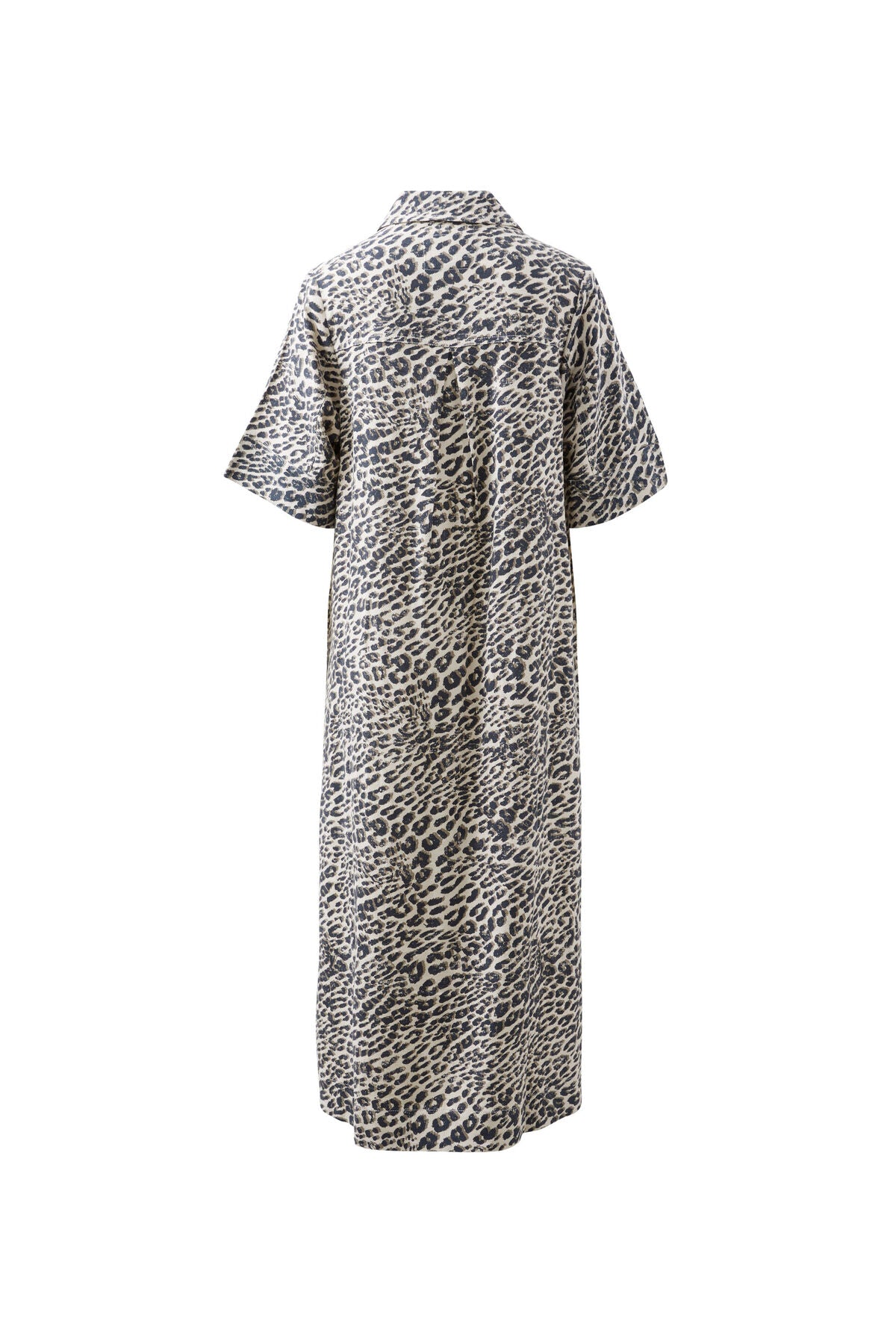 Ceres Ava Short Sleeve Midi Dress - leopard linen blend