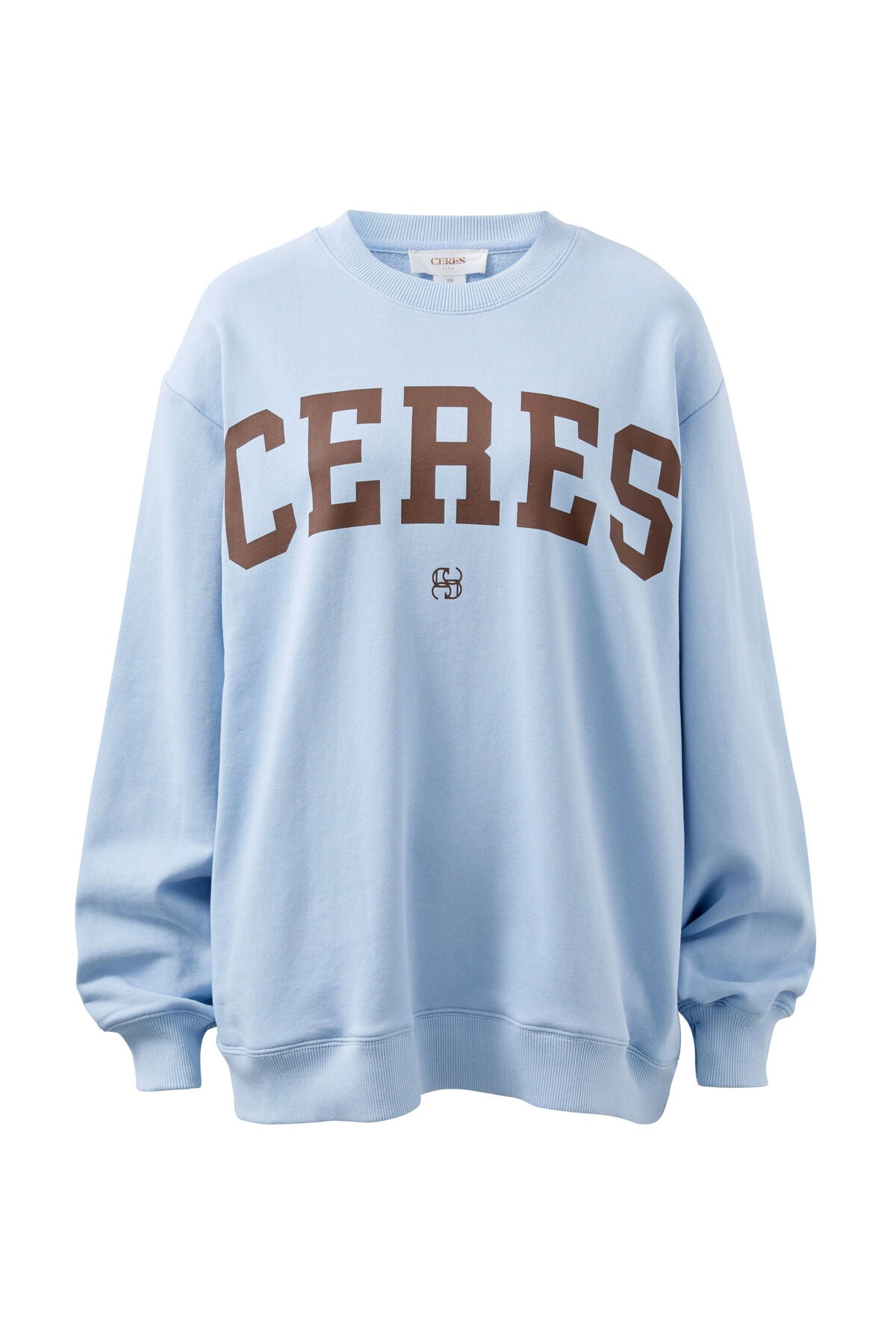 Ceres Isla Oversized Slouchy Crew - chalk blue heritage logo