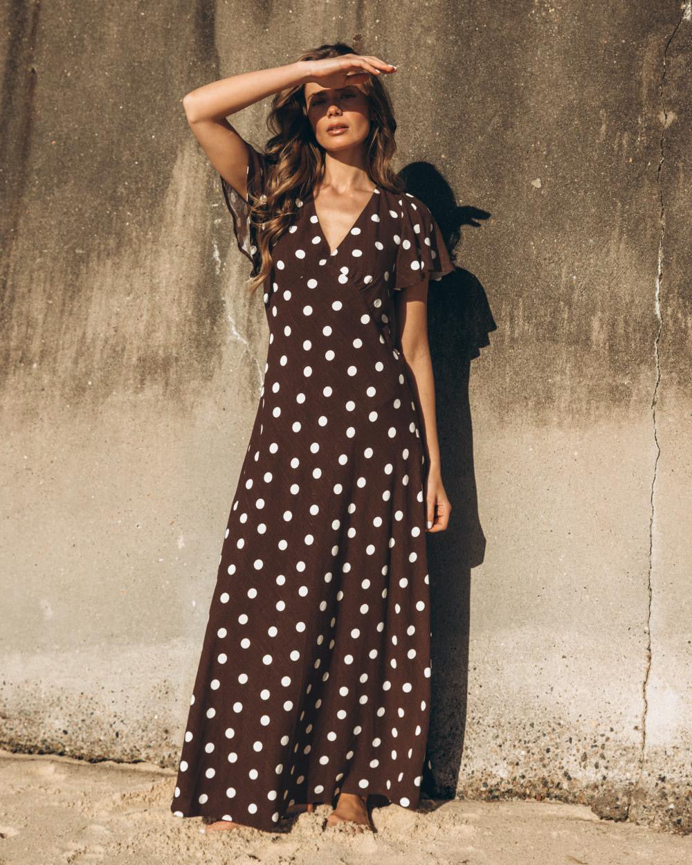 Clarissa Sleeves Maxi Dress - chocolate