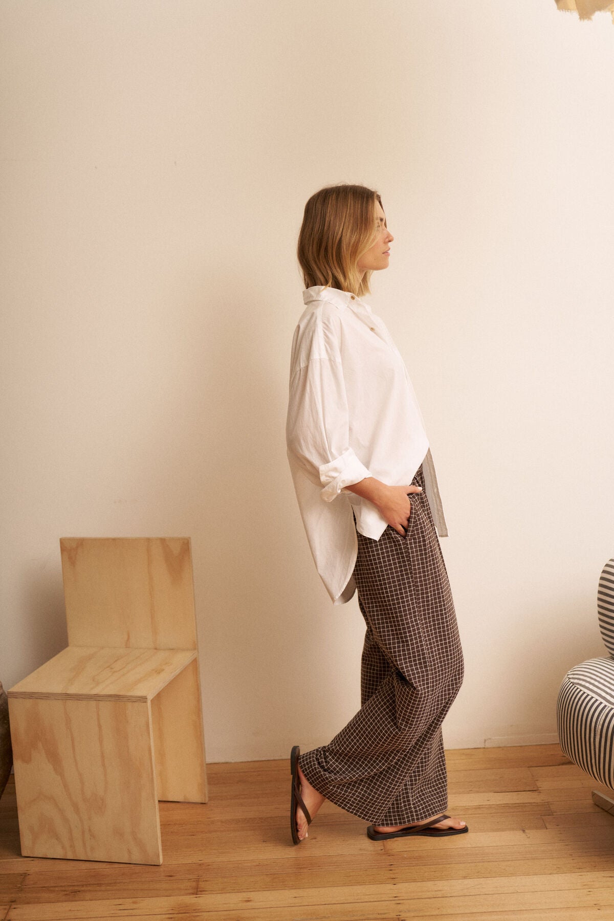Ceres The Lounge Pant - textured chocolate check