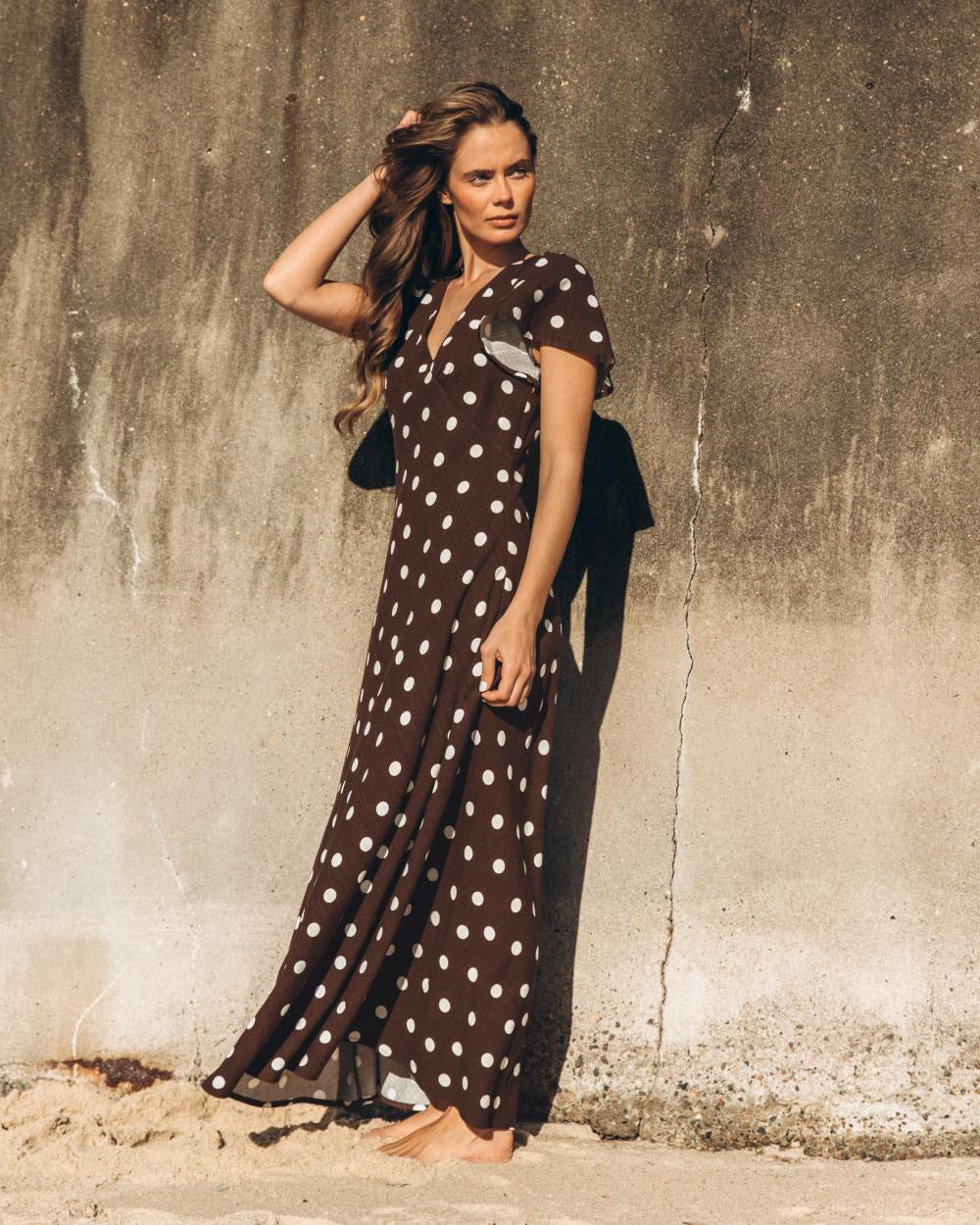 Clarissa Sleeves Maxi Dress - chocolate