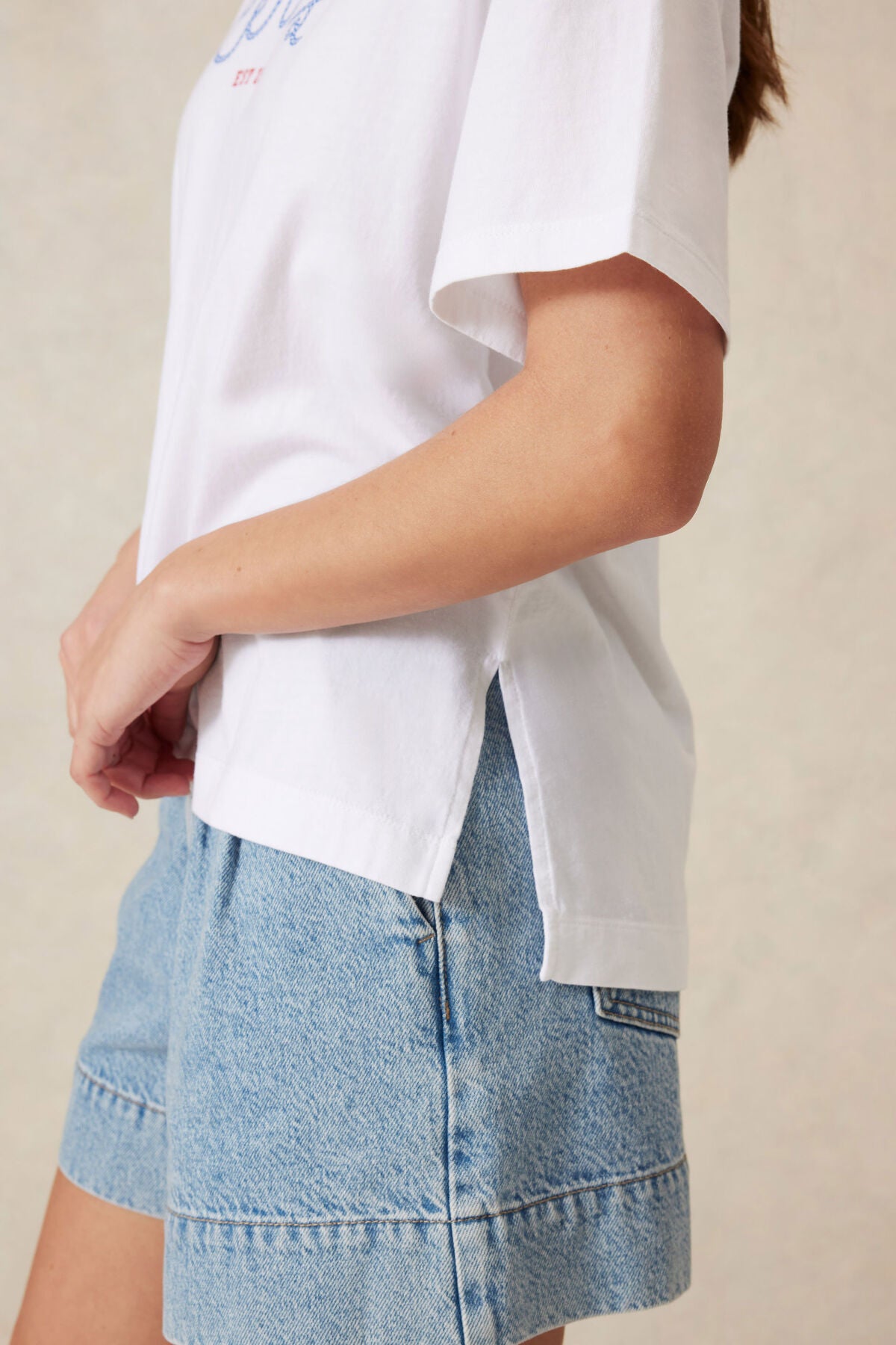 Ceres Life Slouchy Split Hem Tee - white/ceres rope