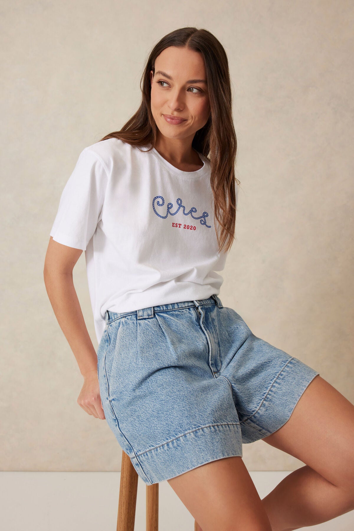 Ceres Life Slouchy Split Hem Tee - white/ceres rope