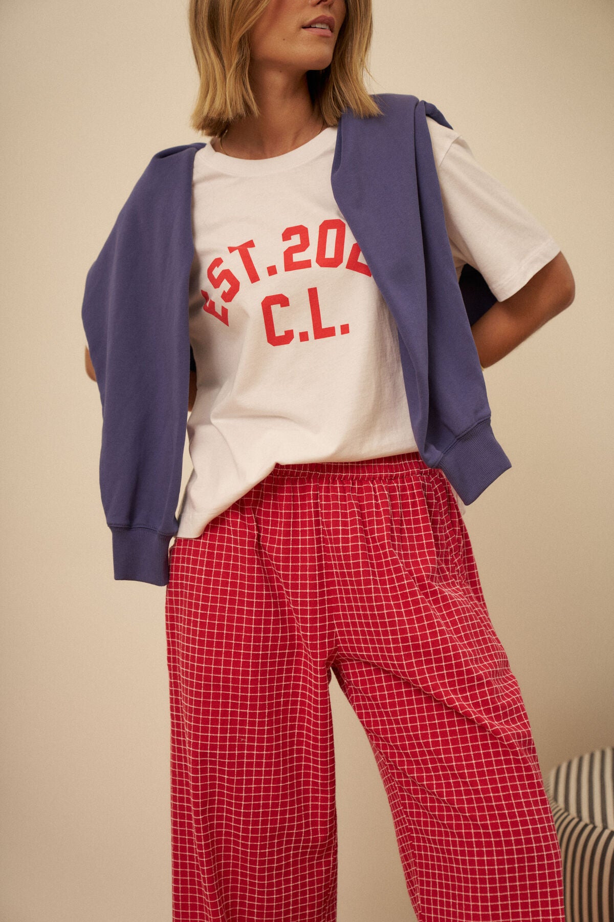 Ceres The Lounge Pant - textured red check