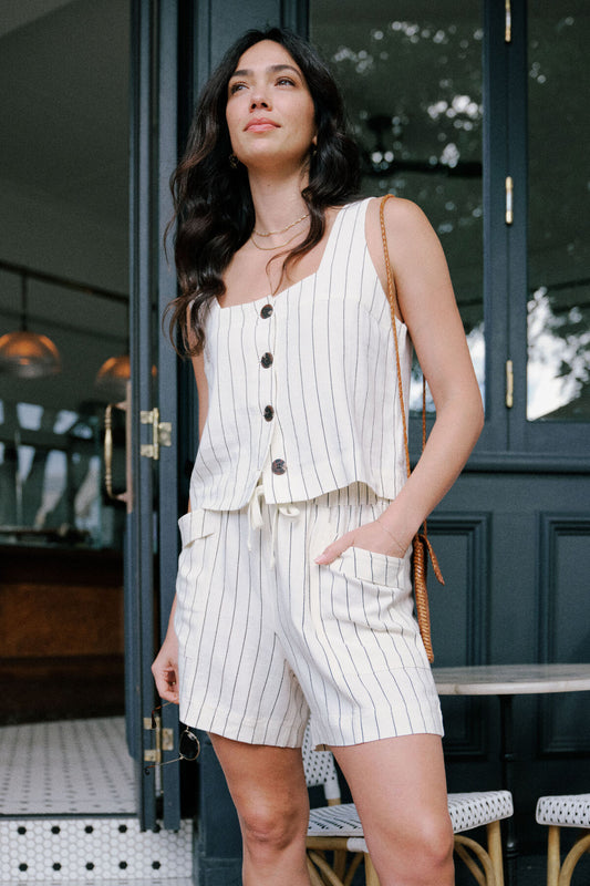 Ceres Life Paneled Pull On Short - pinstripe