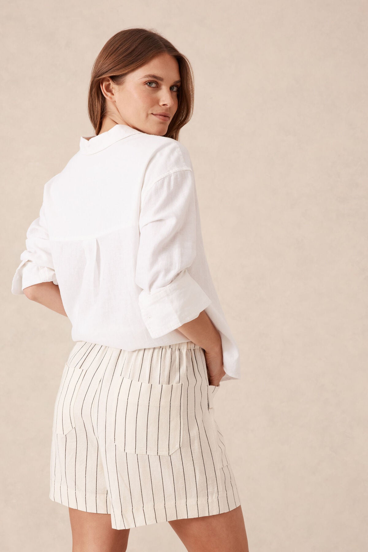 Ceres Life Paneled Pull On Short - pinstripe