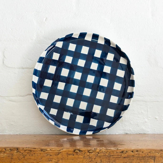 Noss and Co Navy Gingham Platter