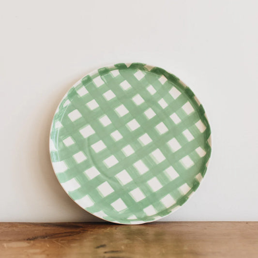Noss and Co Mint Green Gingham Platter