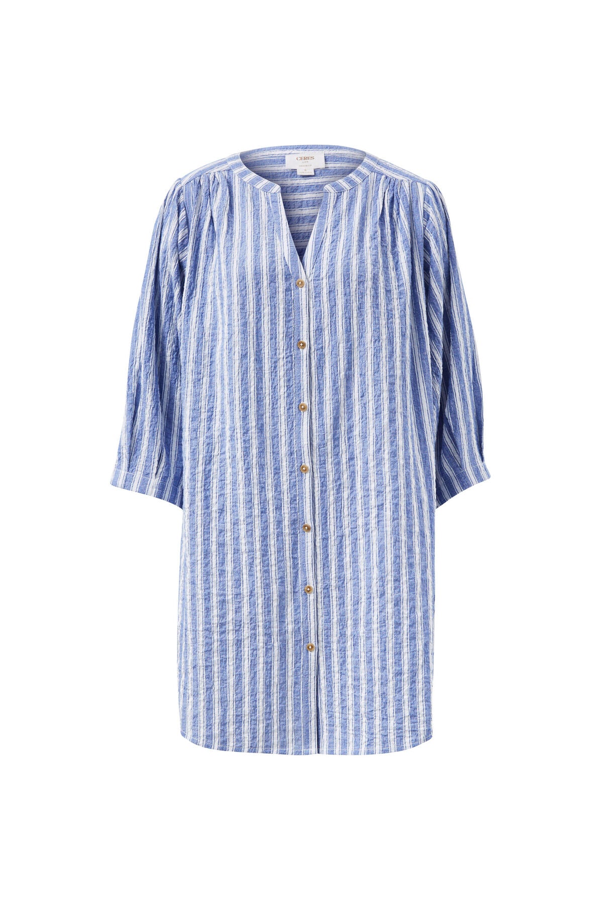 Ceres Life Crinkle Mini Dress - fresh cobalt/white stripe