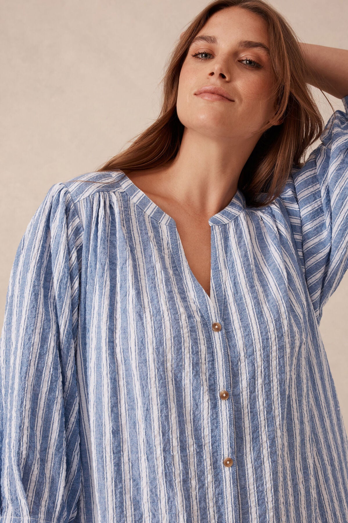 Ceres Life Crinkle Mini Dress - fresh cobalt/white stripe