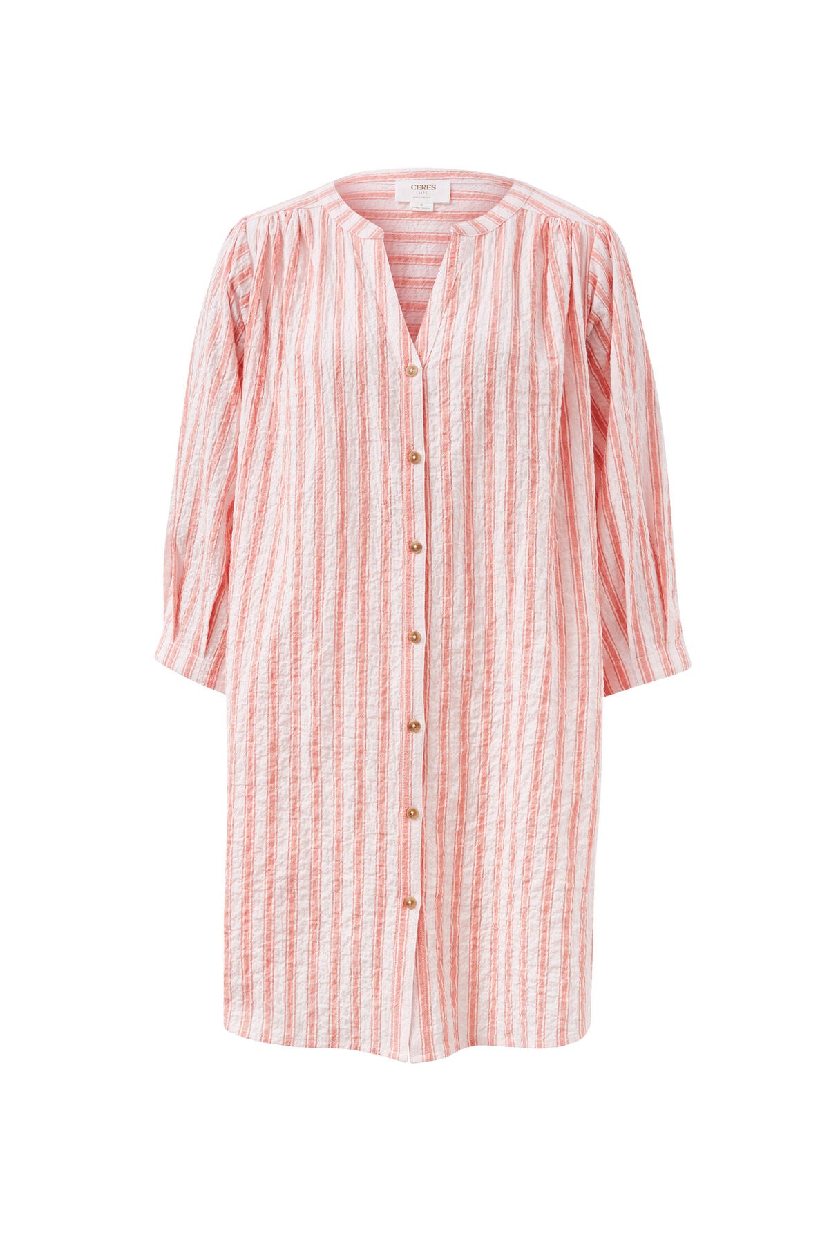 Ceres Life Crinkle Mini Dress - whisper pink/washed red stripe