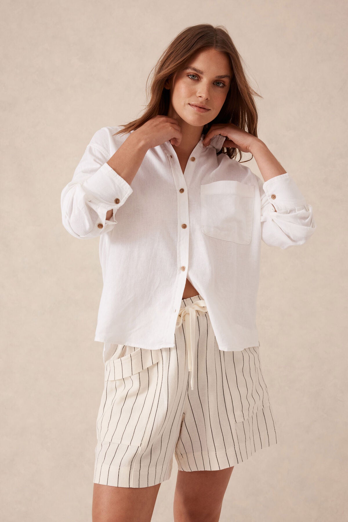 Ceres Life Relaxed Pocket Shirt - white