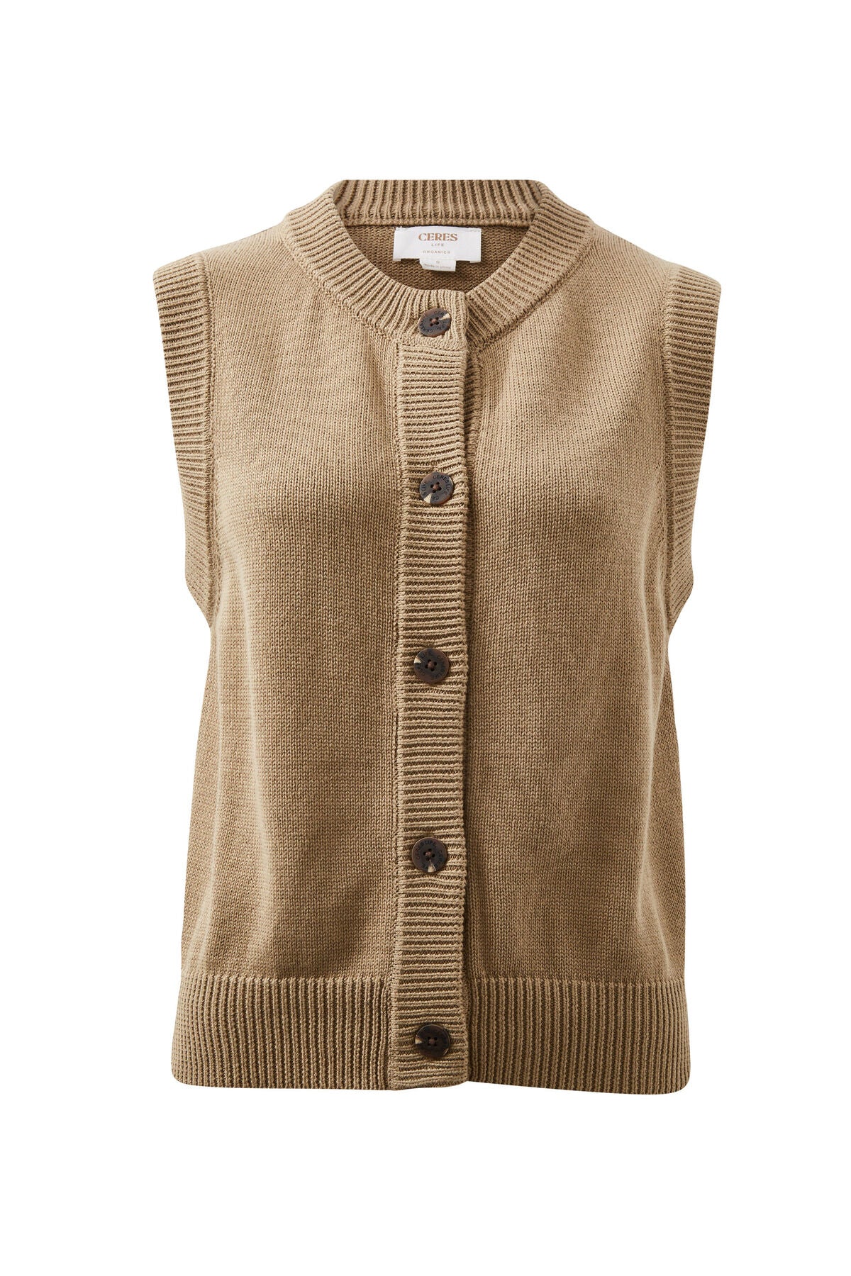 Ceres Life Sleeveless Knit Cardi - summer taupe