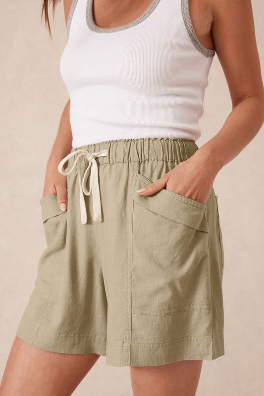 Ceres Life Panelled Pull On Short - olive