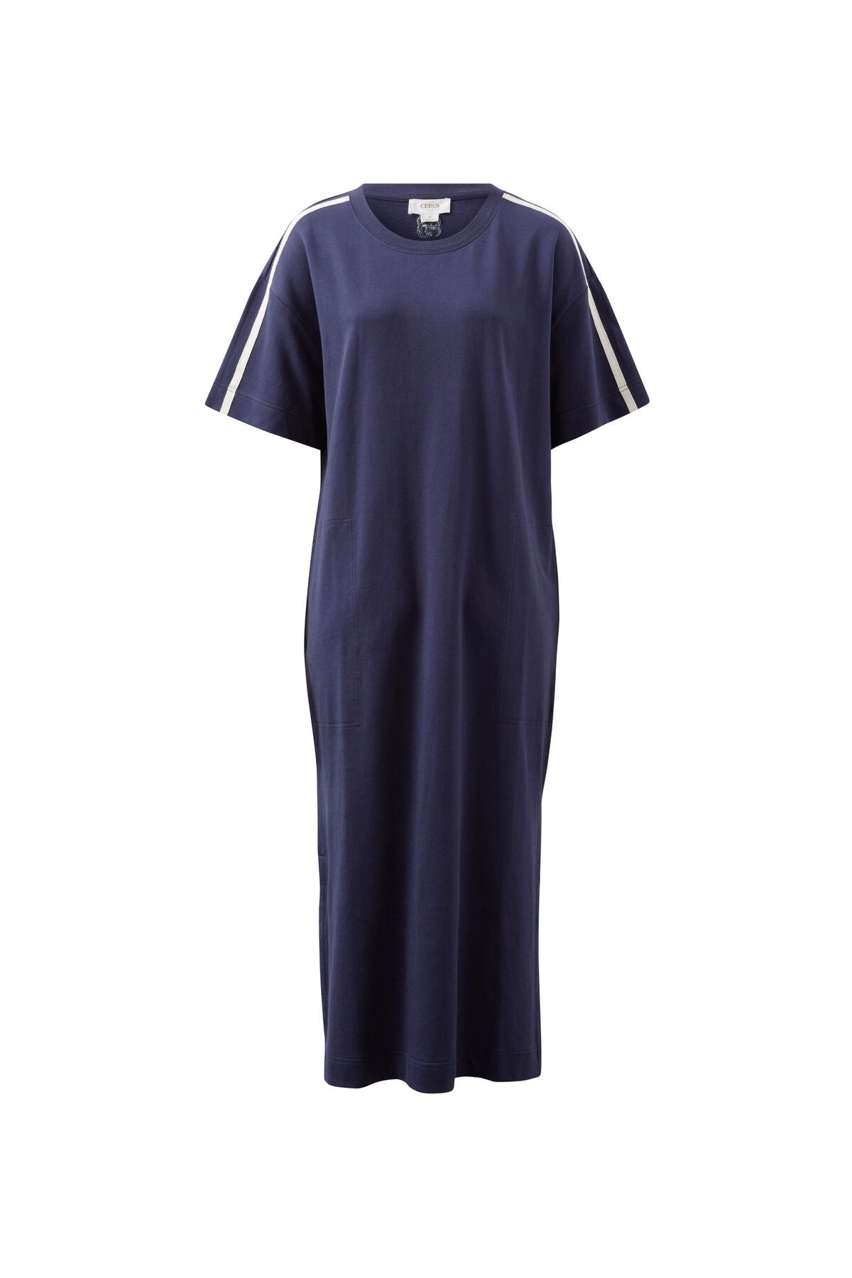 Ceres Charlotte Midi Terry Dress - new navy side stripe