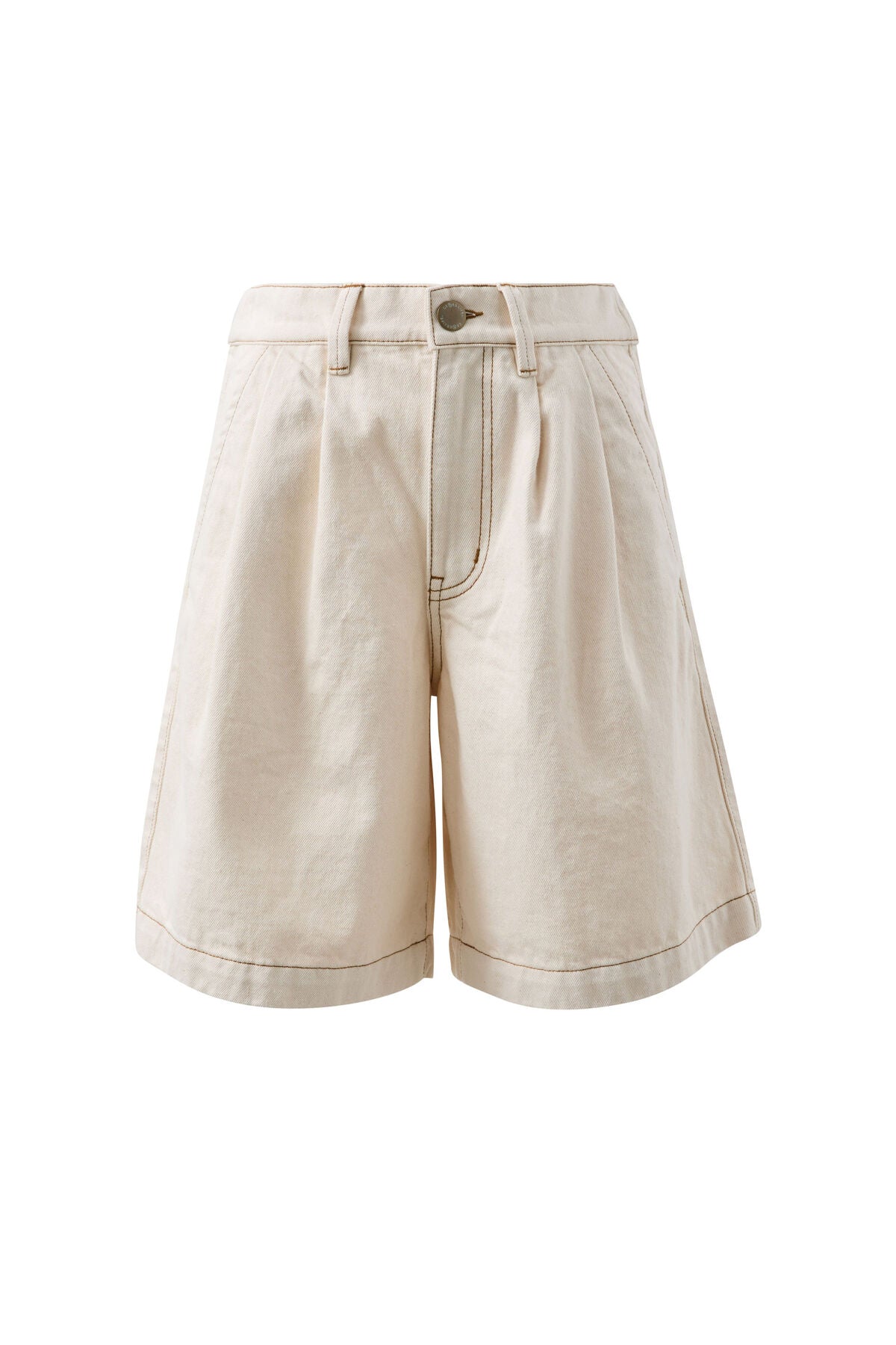 Ceres Sylvie Longline Pleat Denim Short - natural ecru