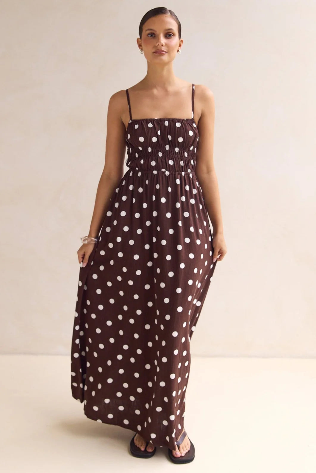 Clarissa Strappy Maxi Dress - chocolate