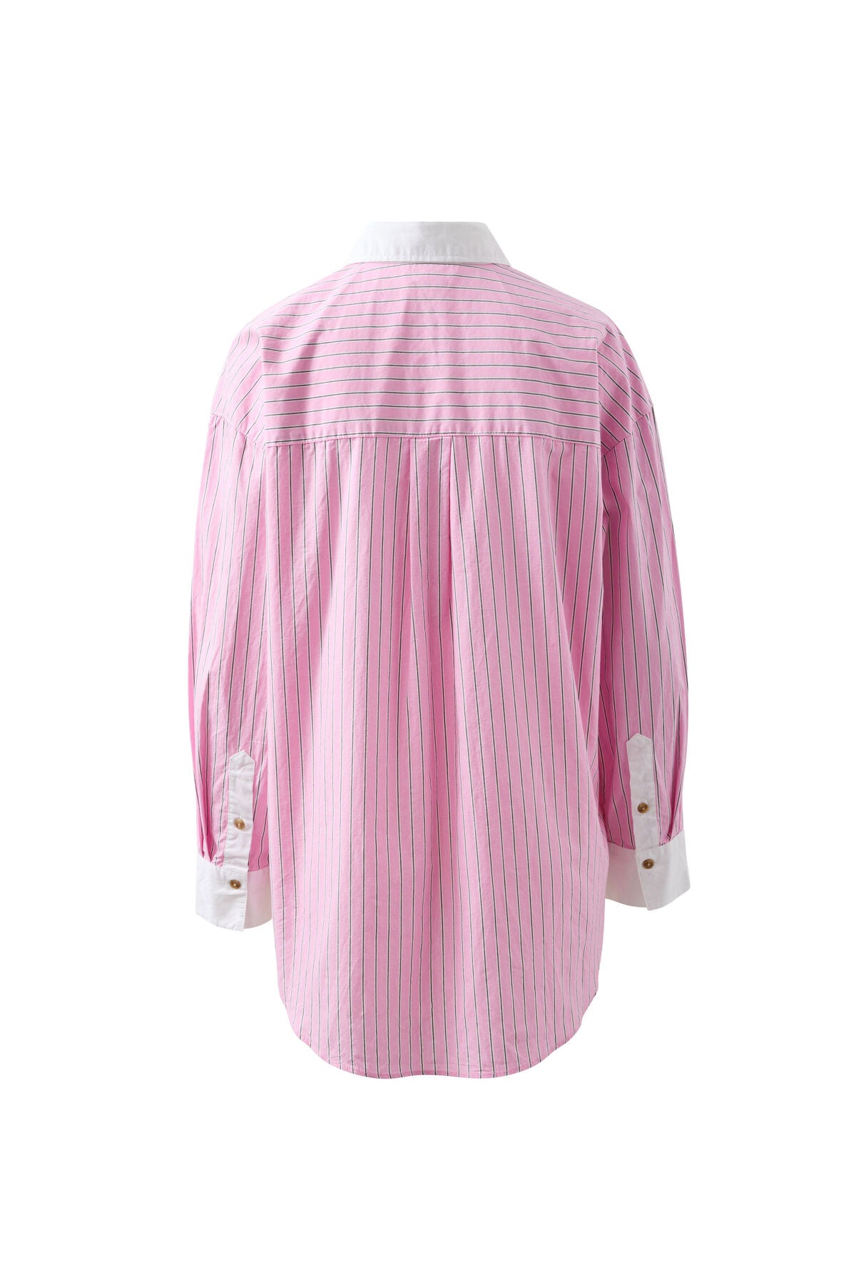 Ceres Peta Oversized Shirt - hibiscus pink triple stripe/white collar
