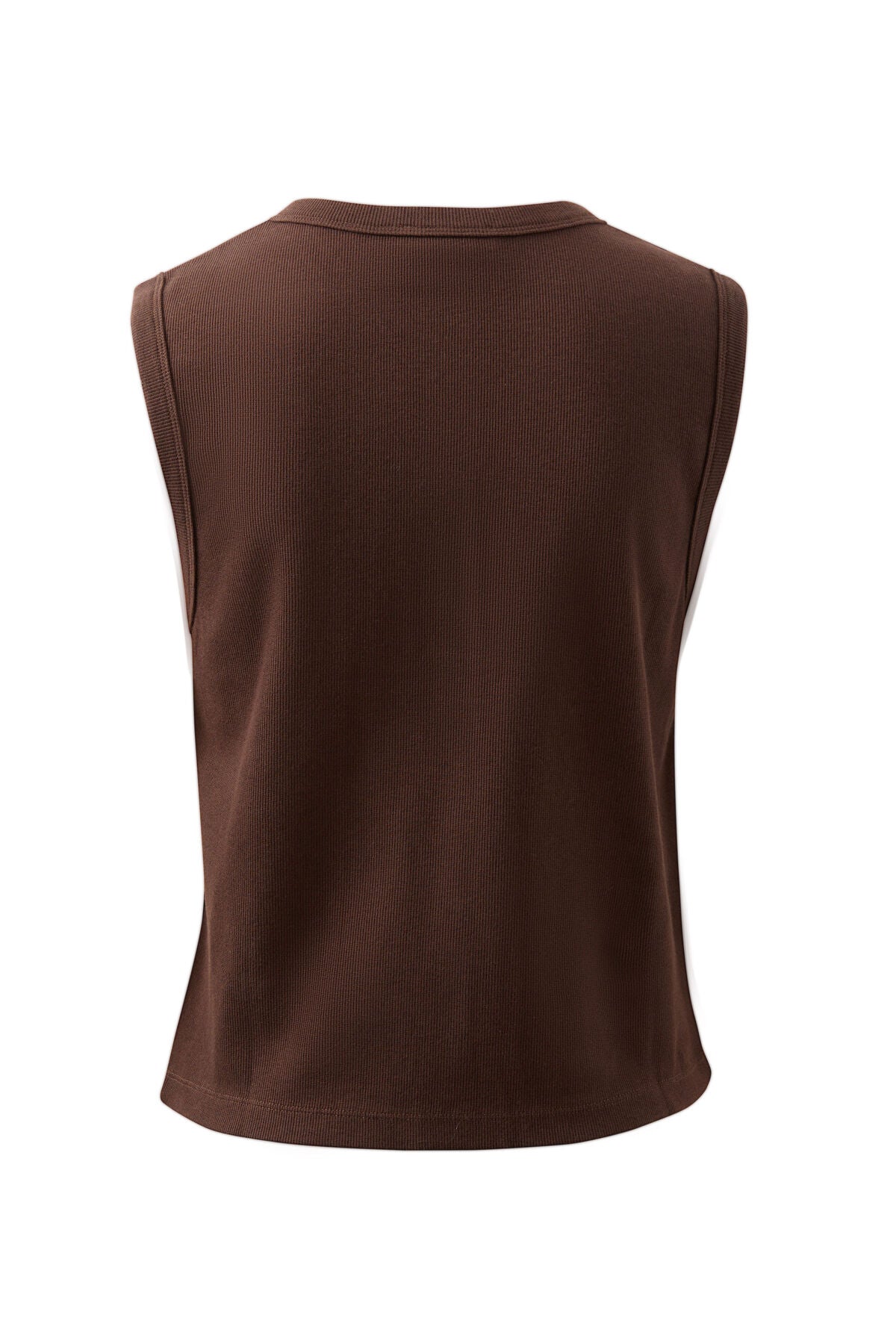 Ceres Lyla button through Rib Tank - chocolate